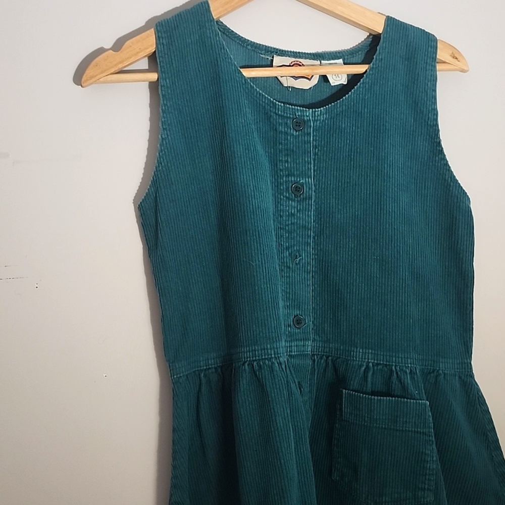 Cord short sleeve teal vintage dress